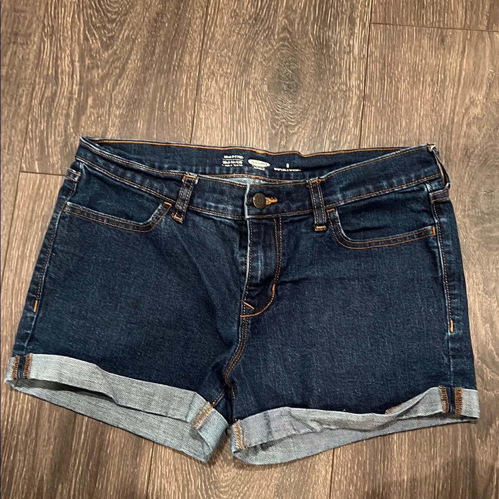 Old Navy Blue Jean Shorts Cuffed Hem Size 8